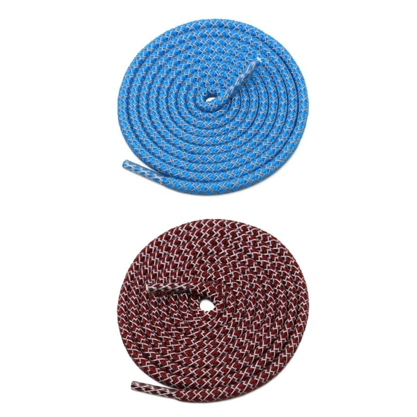 GRAH SANGRAH® 2 Pair (1 Pair Per Single Color) Round Shoelaces For Sport, Running Casual Shoes Laces - 120 CM, Blue-Maroon