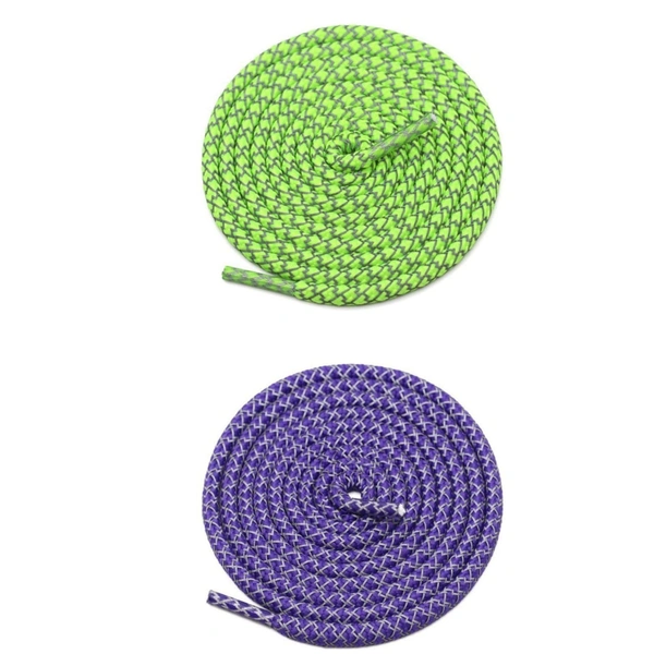 GRAH SANGRAH® 2 Pair (1 Pair Per Single Color) Round Shoelaces For Sport, Running Casual Shoes Laces - 120 CM, Fluorescent-Purple
