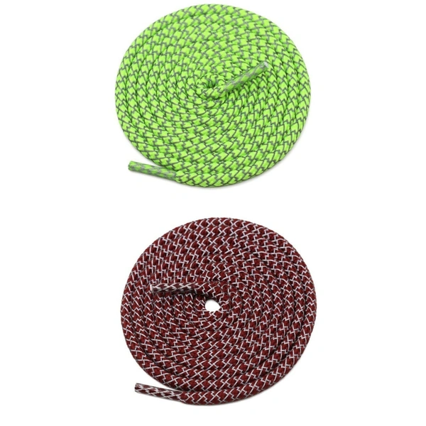 GRAH SANGRAH® 2 Pair (1 Pair Per Single Color) Round Shoelaces For Sport, Running Casual Shoes Laces - 120 CM, Fluorescent-Maroon