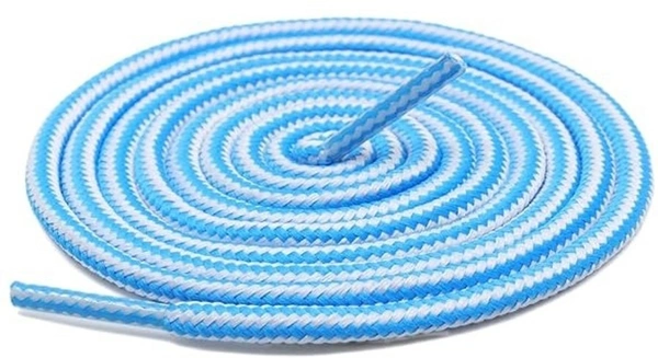 GRAH SANGRAH® (2 Pair Round Boot Laces Running, Sports, Gym, Casual Dual Coloured Striped Shoe Lace - 120 CM, Sky White