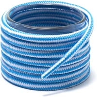 GRAH SANGRAH® (2 Pair Round Boot Laces Running, Sports, Gym, Casual Dual Coloured Striped Shoe Lace - 120 CM, Sky White