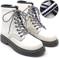 GRAH SANGRAH® (2 Pair Round Boot Laces Running, Sports, Gym, Casual Dual Coloured Striped Shoe Lace - 120 CM, Black White