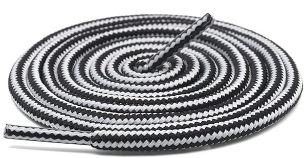 GRAH SANGRAH® (2 Pair Round Boot Laces Running, Sports, Gym, Casual Dual Coloured Striped Shoe Lace - 120 CM, White Black / Hot Pink White