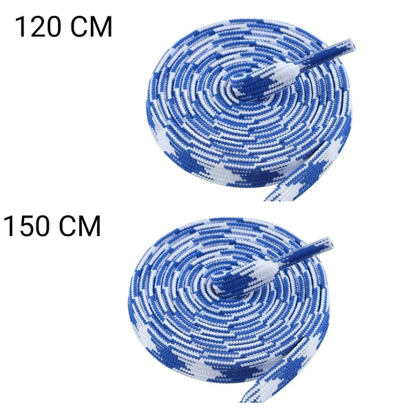 GRAH SANGRAH® 2 Pair | 1 Pair 120 CM | 1 Pair 150 CM| Flat, Sport or Gym Sneaker Shoelace - 120 or 150 CM, Blue White