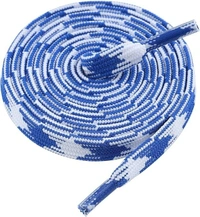 GRAH SANGRAH Flat Shoelace | 2 Pair (1 Pair Per Single Color) Unisex Shoelaces for Sport, Running Casual Shoes. - 120 CM, White_ Blue