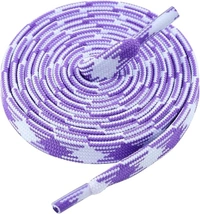 GRAH SANGRAH Flat Shoelace | 2 Pair (1 Pair Per Single Color) Unisex Shoelaces for Sport, Running Casual Shoes - 120 CM, Black White_ Purple