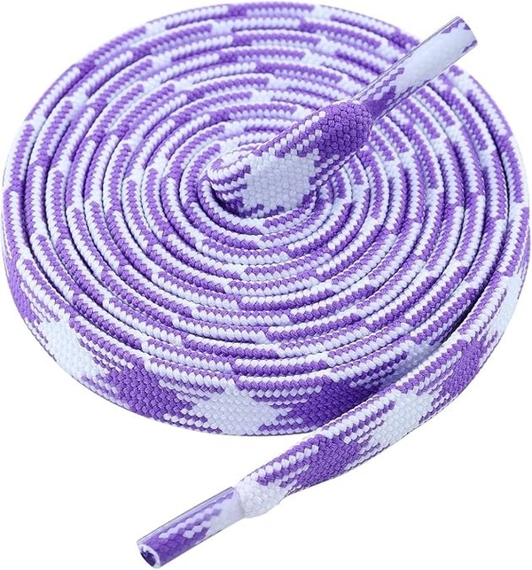 GRAH SANGRAH Flat Shoelace | 2 Pair (1 Pair Per Single Color) Unisex Shoelaces for Sport, Running Casual Shoes - 120 CM, Black White_ Purple