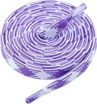 GRAH SANGRAH Flat Shoelace | 2 Pair (1 Pair Per Single Color) Unisex Shoelaces for Sport, Running Casual Shoes. - 120 CM, White Blue_ Purple