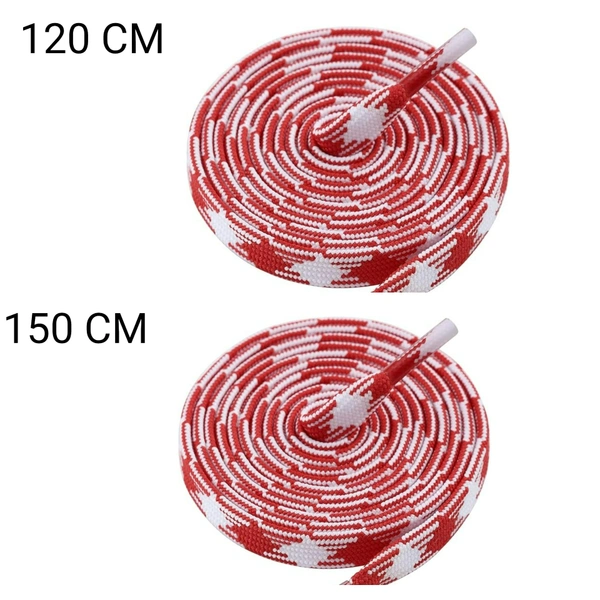 GRAH SANGRAH® 2 Pair | 1 Pair 120 CM | 1 Pair 150 CM| Flat, Sport or Gym Sneaker Shoelace - 120 or 150 CM, Red White