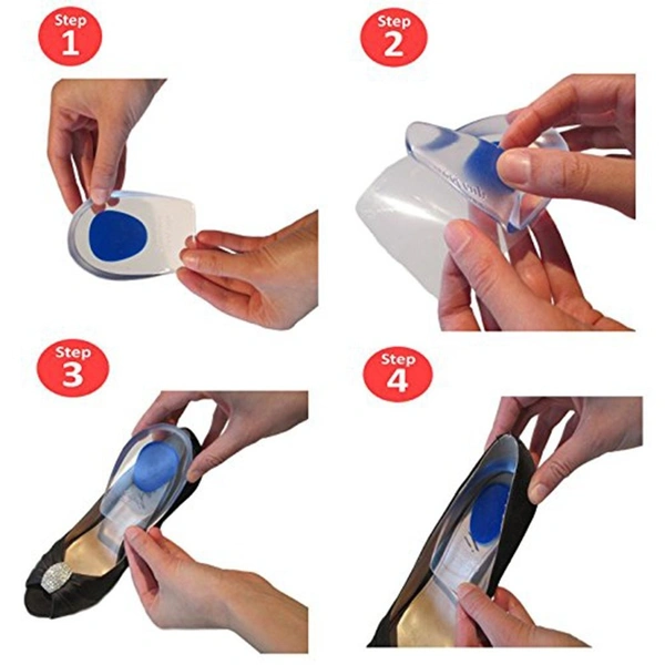 GRAH SANGRAH® Gel Heel Protector Insole Cups for Swelling, Pain Relief, Foot Care Support Cushion for Men and Women or Stylish Plastic Shoe Horns (Multi, Heel Cup- 1 Pair) - Free Size