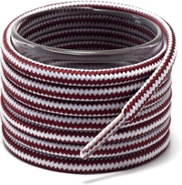 GRAH SANGRAH® (2 Pair Round Boot Laces Running, Sports, Gym, Casual Dual Coloured Striped Shoe Lace - 120 CM, Maroon White