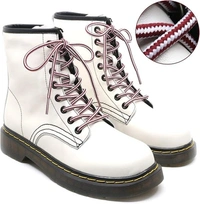 GRAH SANGRAH® (2 Pair Round Boot Laces Running, Sports, Gym, Casual Dual Coloured Striped Shoe Lace - 120 CM, Maroon White