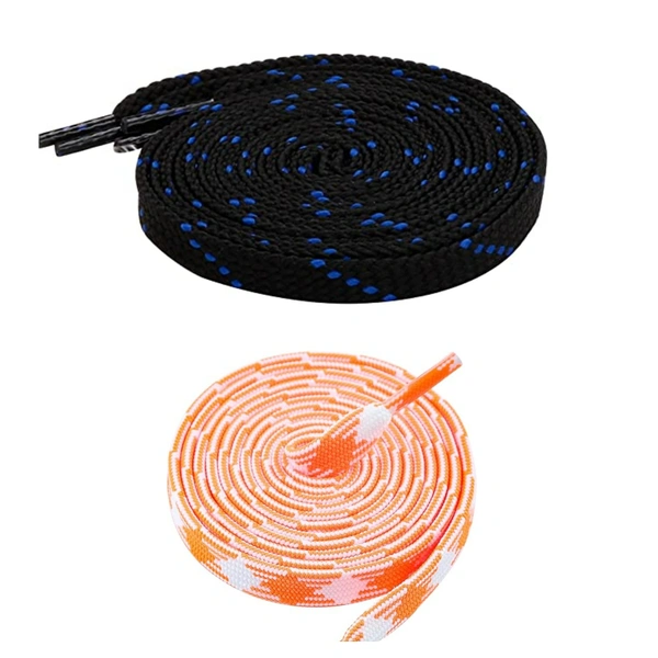 GRAH SANGRAH Flat Shoelace | 2 Pair (1 Pair Per Single Color) Unisex Shoelaces for Sport, Running Casual Shoes - 120 CM, Black Blue_ Orange
