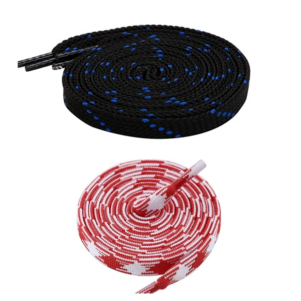 GRAH SANGRAH Flat Shoelace | 2 Pair (1 Pair Per Single Color) Unisex Shoelaces for Sport, Running Casual Shoes - 120 CM, Black Blue_ Red