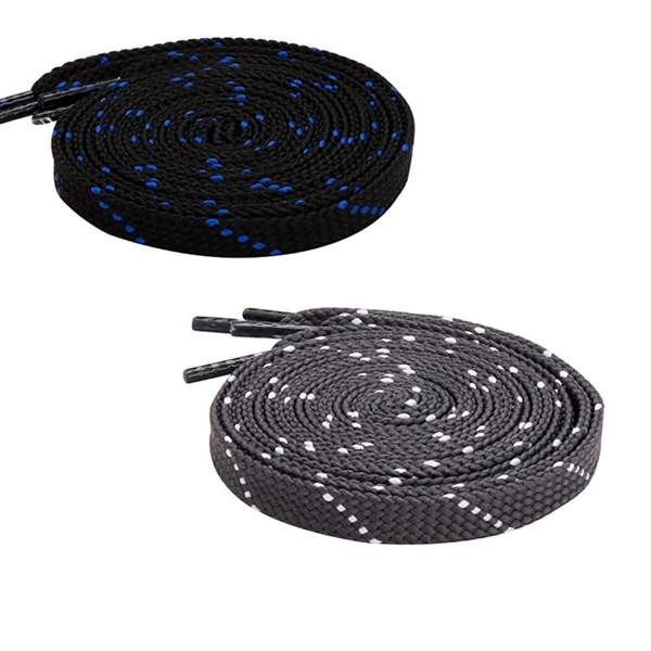 GRAH SANGRAH® 2 Pair (1 Pair Per Single Color) Flat Unisex Shoelaces For Casual, Running Sports Shoes Double Color Twil - 120 CM, Black Blue- Grey