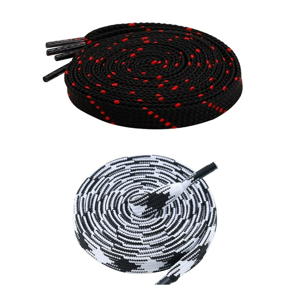 GRAH SANGRAH Flat Shoelace | 2 Pair (1 Pair Per Single Color) Unisex Shoelaces for Sport, Running Casual Shoes - 150 CM, Black Red_ Black