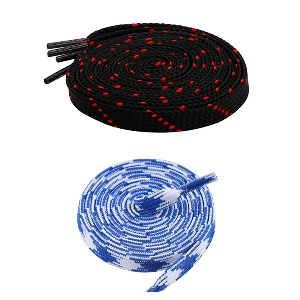 GRAH SANGRAH Flat Shoelace | 2 Pair (1 Pair Per Single Color) Unisex Shoelaces for Sport, Running Casual Shoes - 150 CM, Black Red_ Blue