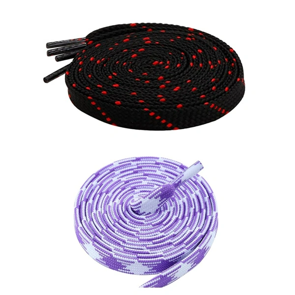GRAH SANGRAH Flat Shoelace | 2 Pair (1 Pair Per Single Color) Unisex Shoelaces for Sport, Running Casual Shoes - 150 CM, Black Red_ Purple