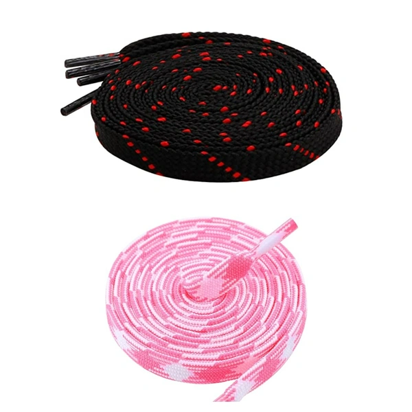 GRAH SANGRAH Flat Shoelace | 2 Pair (1 Pair Per Single Color) Unisex Shoelaces for Sport, Running Casual Shoes - 120 CM, Black Red_ Pink