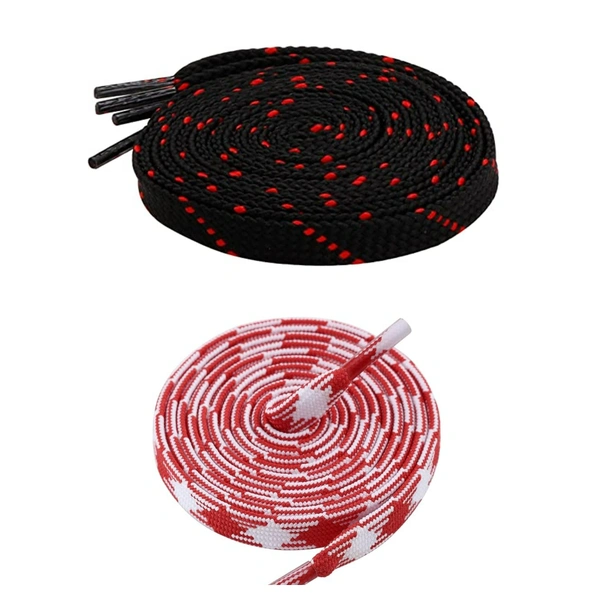 GRAH SANGRAH Flat Shoelace | 2 Pair (1 Pair Per Single Color) Unisex Shoelaces for Sport, Running Casual Shoes - 150 CM, Black Red_ Red