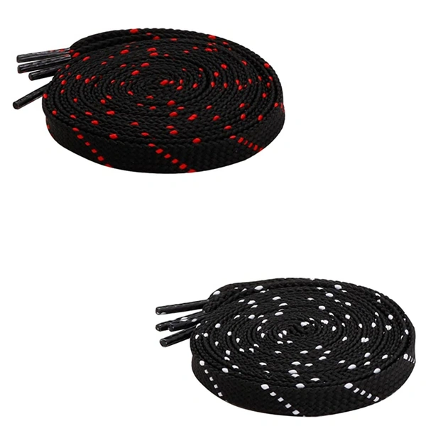 GRAH SANGRAH® 2 Pair (1 Pair Per Single Color) Flat Unisex Shoelaces For Casual, Running Sports Shoes Double Color Twil - 150 CM, BLK RED- BLK WHT