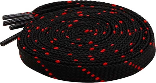 GRAH SANGRAH® 2 Pair (1 Pair Per Single Color) Flat Unisex Shoelaces for Casual, Running Sports Shoes Double Color Twil - 120 CM, BLK BLU-BLK RED