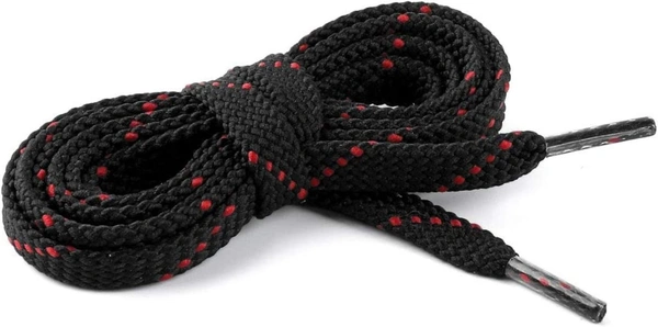 GRAH SANGRAH® (2 Pair) Flat Shoelaces for Athletic, Casual , Sports, Gym Shoes Double Color Twill - 120 CM, BLK RED