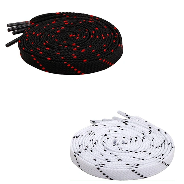 GRAH SANGRAH® 2 Pair (1 Pair Per Single Color) Flat Unisex Shoelaces For Casual, Running Sports Shoes Double Color Twil - 150 CM, Black Red-White Black