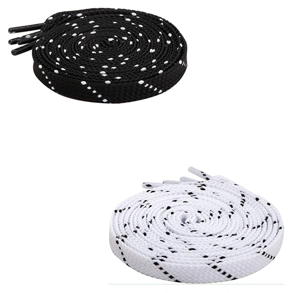 GRAH SANGRAH® 2 Pair (1 Pair Per Single Color) Flat Unisex Shoelaces For Casual, Running Sports Shoes Double Color Twil - 120 CM, Black White-White Black