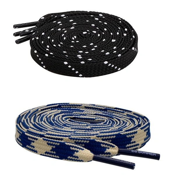 GRAH SANGRAH Flat Shoelace | 2 Pair (1 Pair Per Single Color) Unisex Shoelaces for Sport, Running Casual Shoes - 120 CM, Black White_ Navy