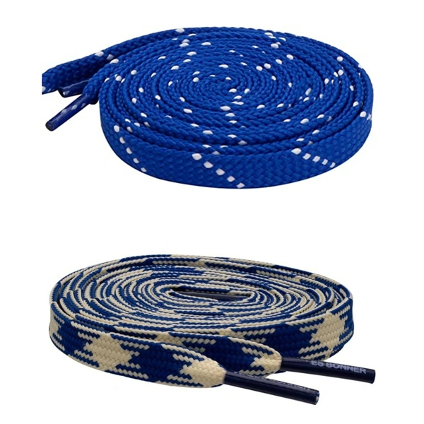 GRAH SANGRAH Flat Shoelace | 2 Pair (1 Pair Per Single Color) Unisex Shoelaces for Sport, Running Casual Shoes - 150 CM, Blue White_ Navy