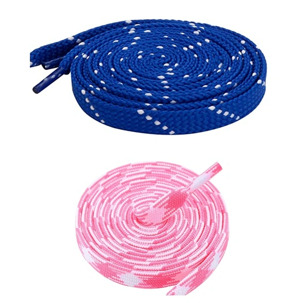GRAH SANGRAH Flat Shoelace | 2 Pair (1 Pair Per Single Color) Unisex Shoelaces for Sport, Running Casual Shoes - 150 CM, Blue White_ Pink