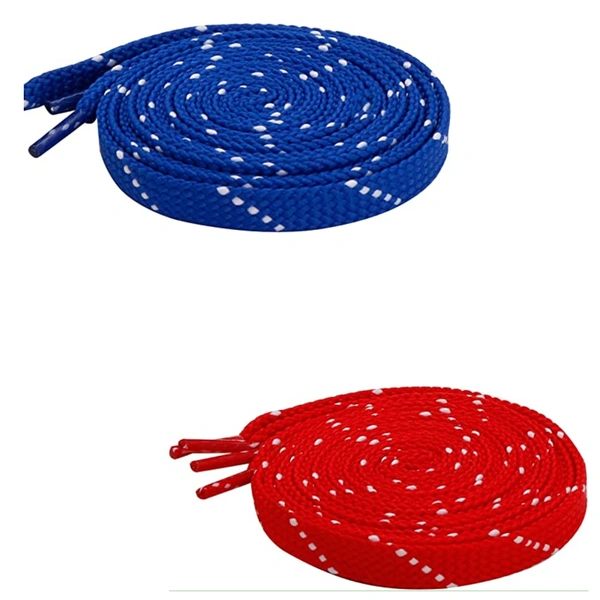 GRAH SANGRAH® 2 Pair (1 Pair Per Single Color) Flat Unisex Shoelaces For Casual, Running Sports Shoes Double Color Twil - 150 CM, Blue-Red