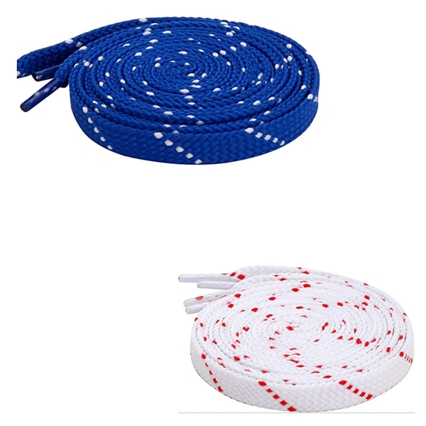 GRAH SANGRAH® 2 Pair (1 Pair Per Single Color) Flat Unisex Shoelaces For Casual, Running Sports Shoes Double Color Twil - 120 CM, BLUE WHT-WHT RED
