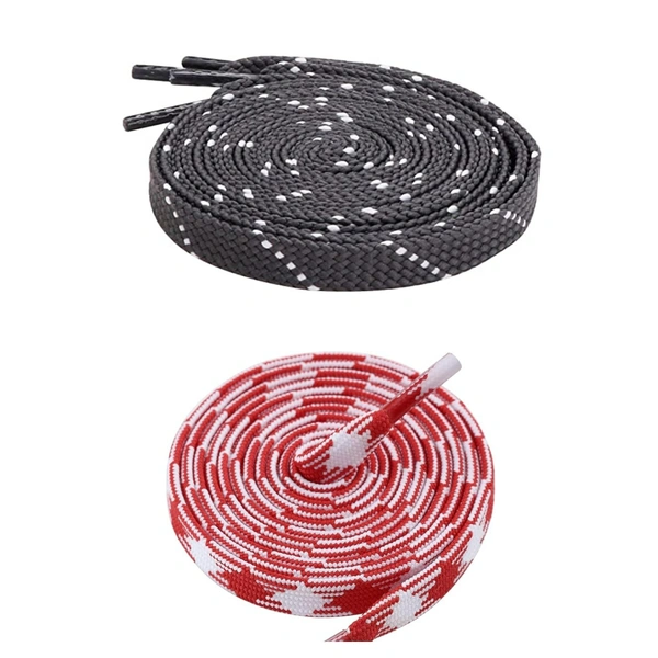 GRAH SANGRAH Flat Shoelace | 2 Pair (1 Pair Per Single Color) Unisex Shoelaces for Sport, Running Casual Shoes - 120 CM, Grey White_ Red