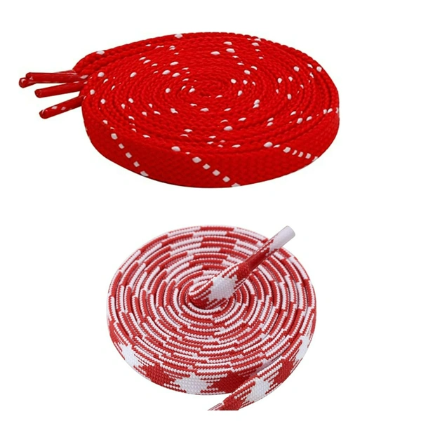 GRAH SANGRAH Flat Shoelace | 2 Pair (1 Pair Per Single Color) Unisex Shoelaces for Sport, Running Casual Shoes - 120 CM, Red White_ Red