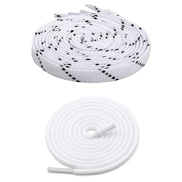 GRAH SANGRAH® 1 Pair FLAT | 1 Pair Round | Unisex Shoe Lace for Running, Sport or Gym Shoelace (2 Pair | 120 CM) - 120 CM, White