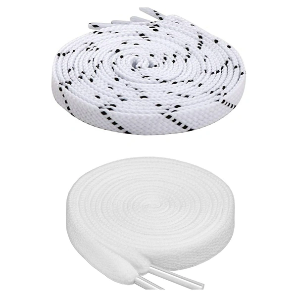 GRAH SANGRAH® 1 Pair FLAT | 1 Pair Round | Unisex Shoe Lace for Running, Sport or Gym Shoelace (2 Pair | 120 CM) - 120 CM, White