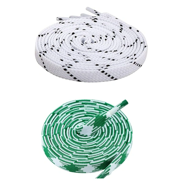 GRAH SANGRAH Flat Shoelace | 2 Pair (1 Pair Per Single Color) Unisex Shoelaces for Sport, Running Casual Shoes - 120 CM, White Black_ Green