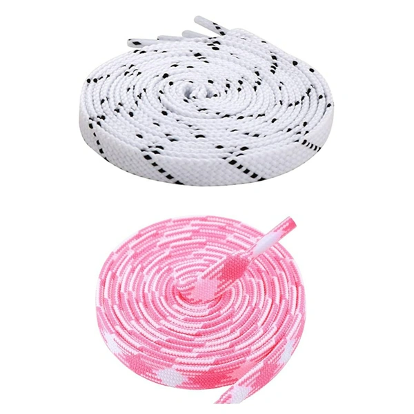GRAH SANGRAH Flat Shoelace | 2 Pair (1 Pair Per Single Color) Unisex Shoelaces for Sport, Running Casual Shoes. - 120 CM, White_ Pink