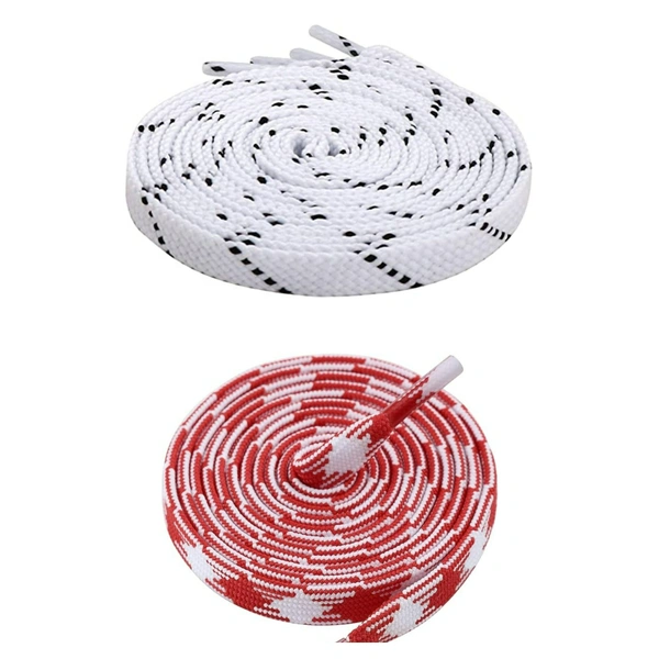 GRAH SANGRAH Flat Shoelace | 2 Pair (1 Pair Per Single Color) Unisex Shoelaces for Sport, Running Casual Shoes - 120 CM, White Black_ Red