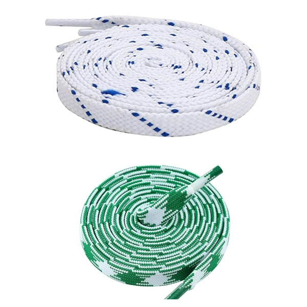 GRAH SANGRAH Flat Shoelace | 2 Pair (1 Pair Per Single Color) Unisex Shoelaces for Sport, Running Casual Shoes - 120 CM, White Blue_ Green