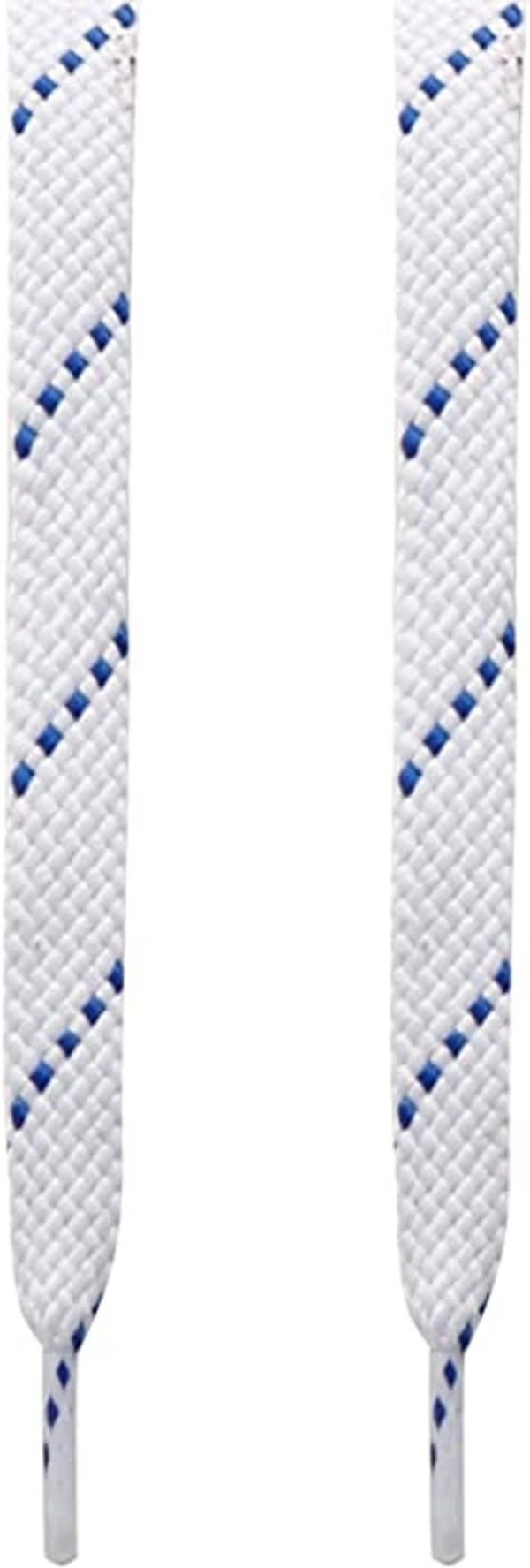 GRAH SANGRAH® (2 Pair) Flat Shoelaces For Athletic, Casual , Sports, Gym Shoes Double Color Twill - 120 CM, White Blue