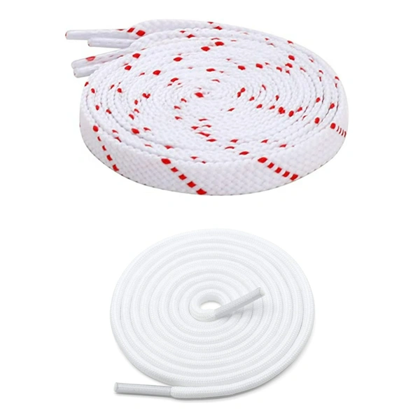 GRAH SANGRAH® 1 Pair FLAT | 1 Pair Round | Unisex Shoe Lace for Running, Sport or Gym Shoelace (2 Pair | 120 CM) - 120 CM, White