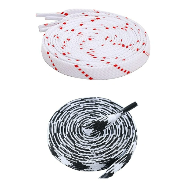 GRAH SANGRAH Flat Shoelace | 2 Pair (1 Pair Per Single Color) Unisex Shoelaces for Sport, Running Casual Shoes - 120 CM, White Red_ Black