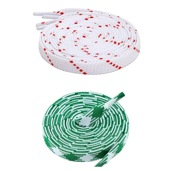 GRAH SANGRAH Flat Shoelace | 2 Pair (1 Pair Per Single Color) Unisex Shoelaces for Sport, Running Casual Shoes. - 120 CM, White Red_ Green