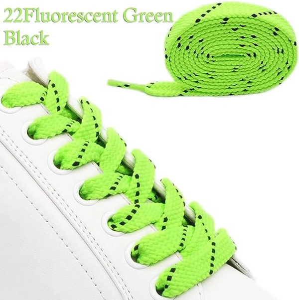 GRAH SANGRAH® (2 Pair) Flat Shoelaces For Athletic, Casual , Sports, Gym Shoes Double Color Twill - 120 CM, Fluorescent