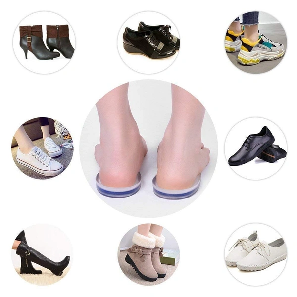 GRAH SANGRAH® Gel Heel Protector Insole Cups for Swelling, Pain Relief, Foot Care Support Cushion for Men and Women or Stylish Plastic Shoe Horns (Multi, Heel Cup- 1 Pair) - Free Size
