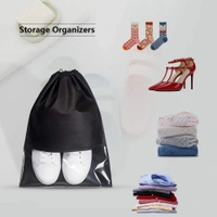 GRAH SANGRAH® Shoe Bag for Travel & Storage Organizer for Women & Men Accessories Shoe Organizer Shoe Bags Pouches Travel Shoe Cove & Pouch-Pack of 10 - Free Size, Cream