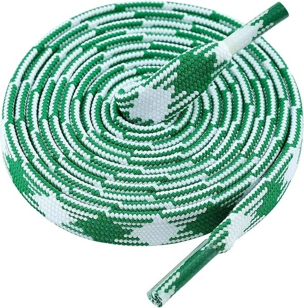 GRAH SANGRAH® 2 Pairs Fashionable Double Layer Flat Colored Shoe laces for Sneakers - 120 CM, Green White